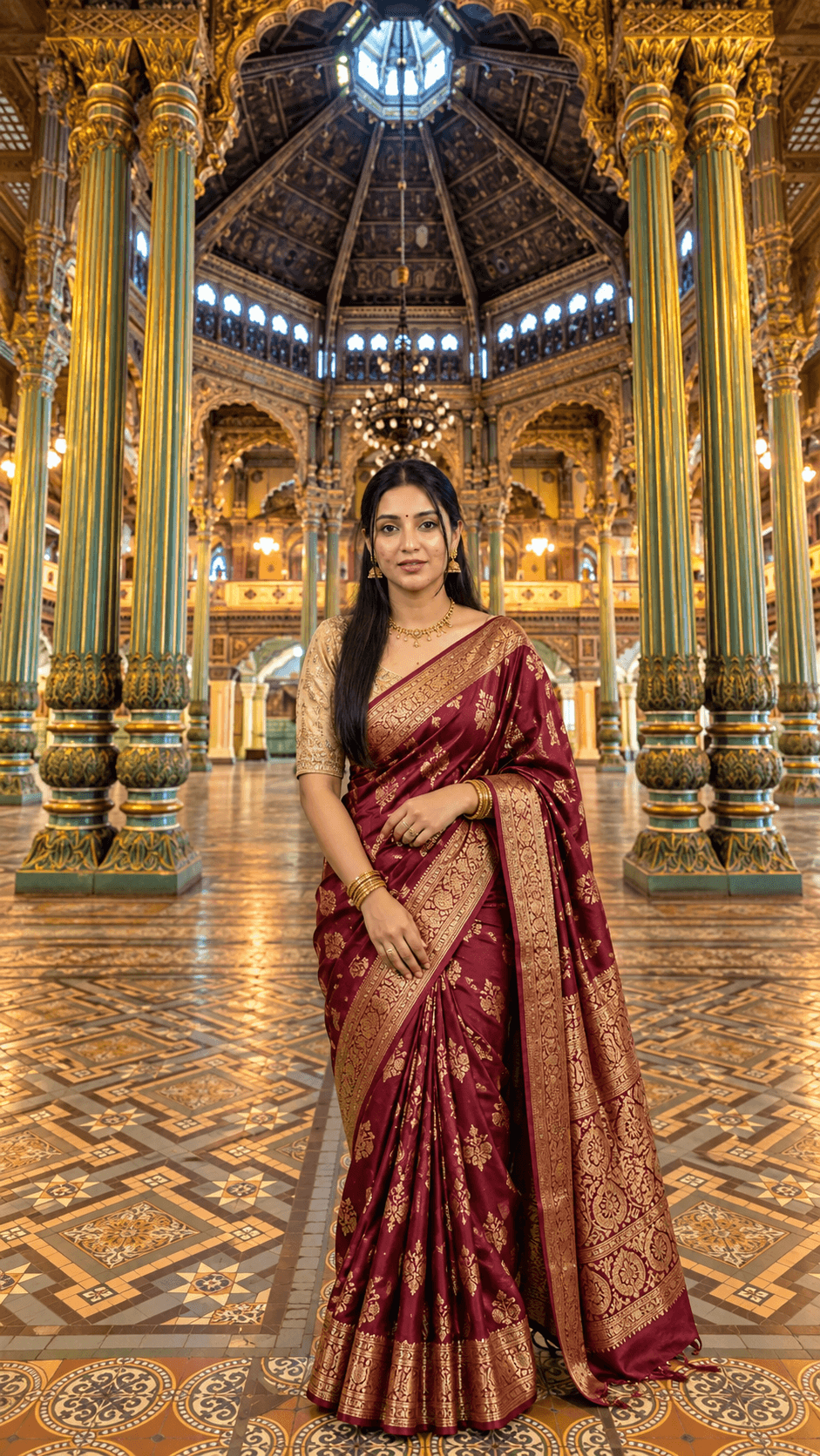 Mysore Palace Interior 8K AI Girl Photo visual reference